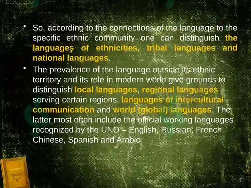 Classification of Languages 8
