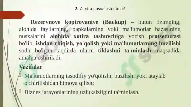 Zaxiralash usullari 8