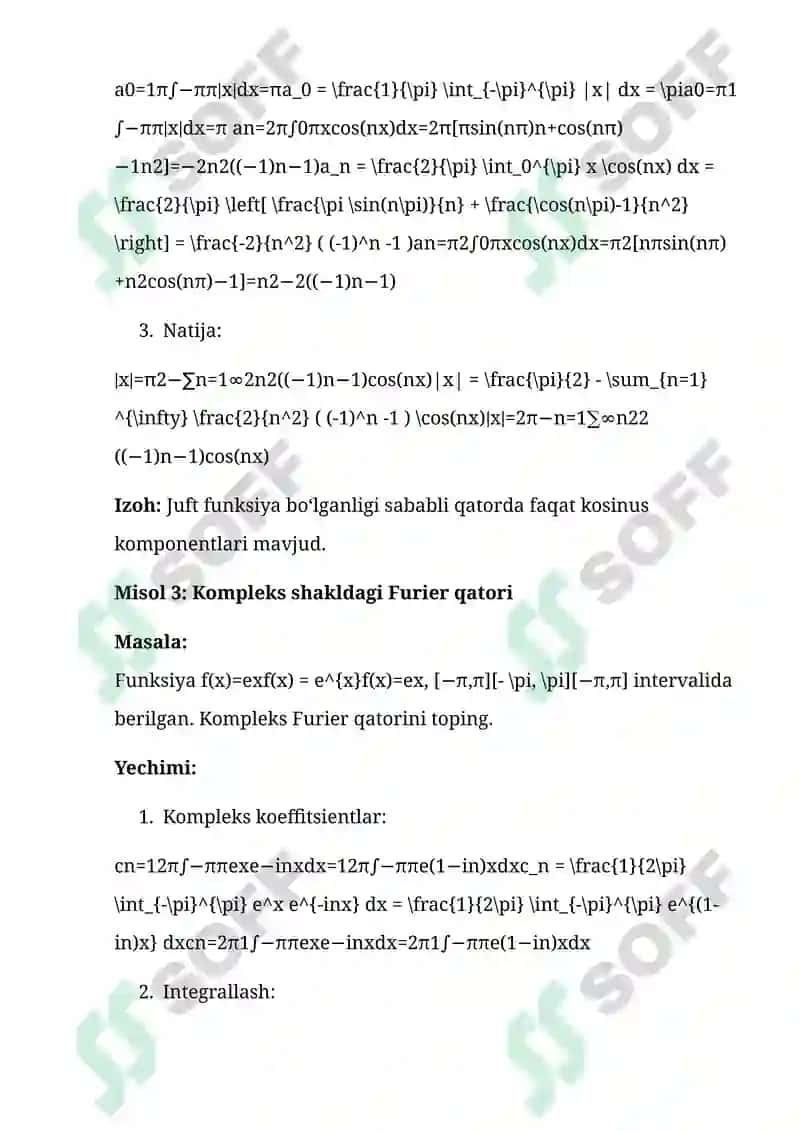 Furier Qatori va uning Tadbiqlari 8