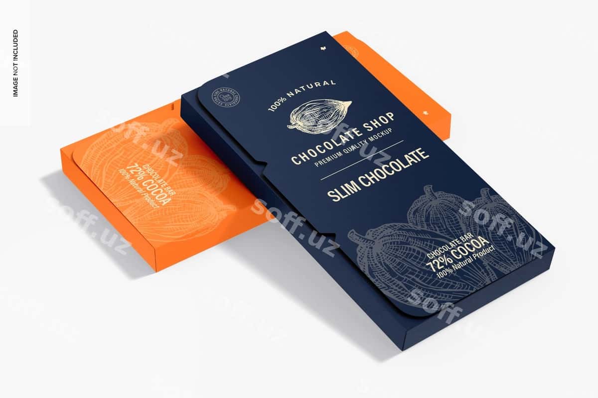 Vaghtli shokolad qutilari namunasi yog'gan | Slim chocolate boxes mockup leaned 1