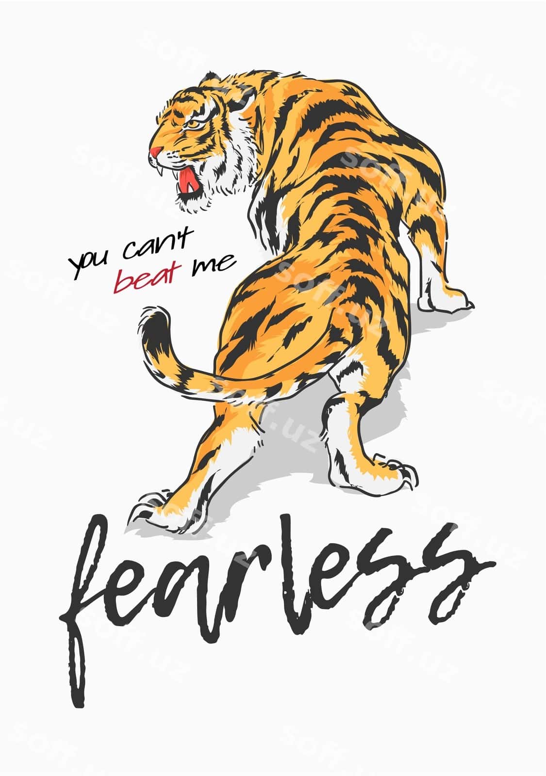 Sher logotipi bilan slogan | Slogan with tiger graphic illustration 1