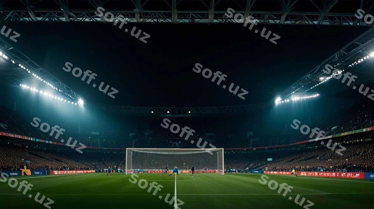 Futbol stadioni, futbol yozilgan darvoza | Soccer stadium with goal that says soccer 1