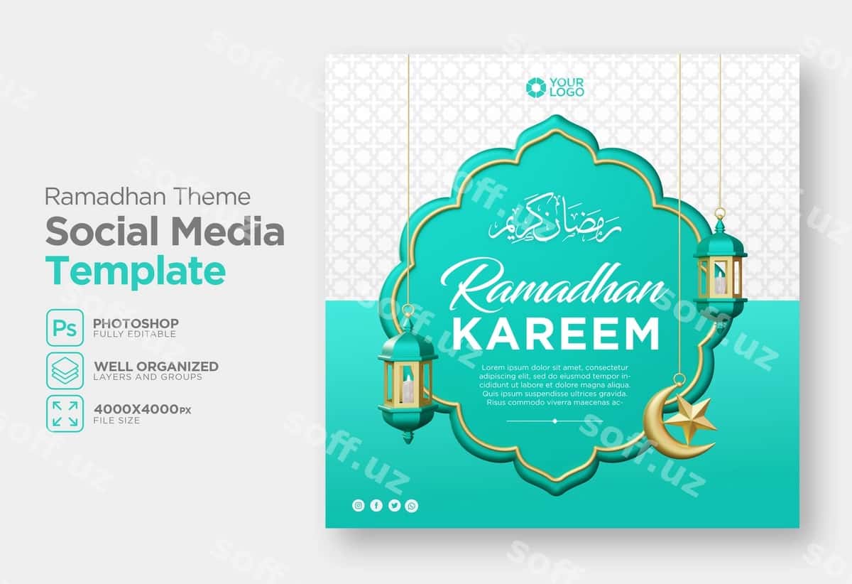 Sotsial media 3d Ramazon shabloni | Social media 3d ramadhan template 1