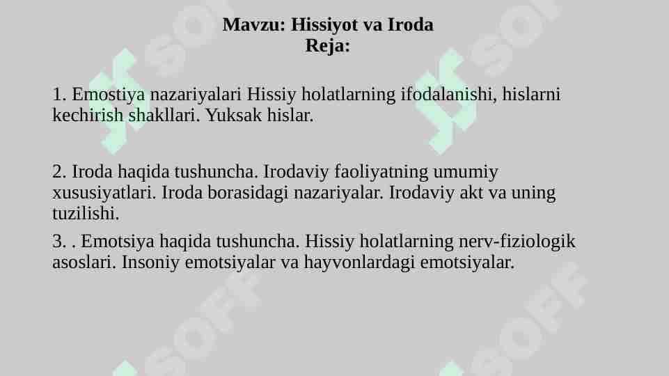 Hissiyot va Iroda