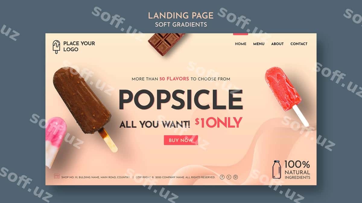 Yumshoq gradientli muzqaymoq bosh sahifasi | Soft gradient ice cream home page 1