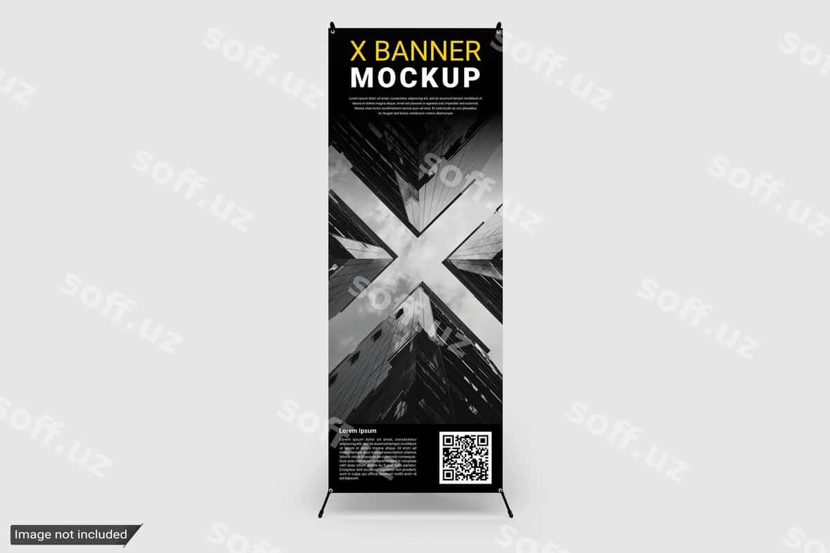 Tirmondagi X banner namunasi | Standing x banner mockup 1