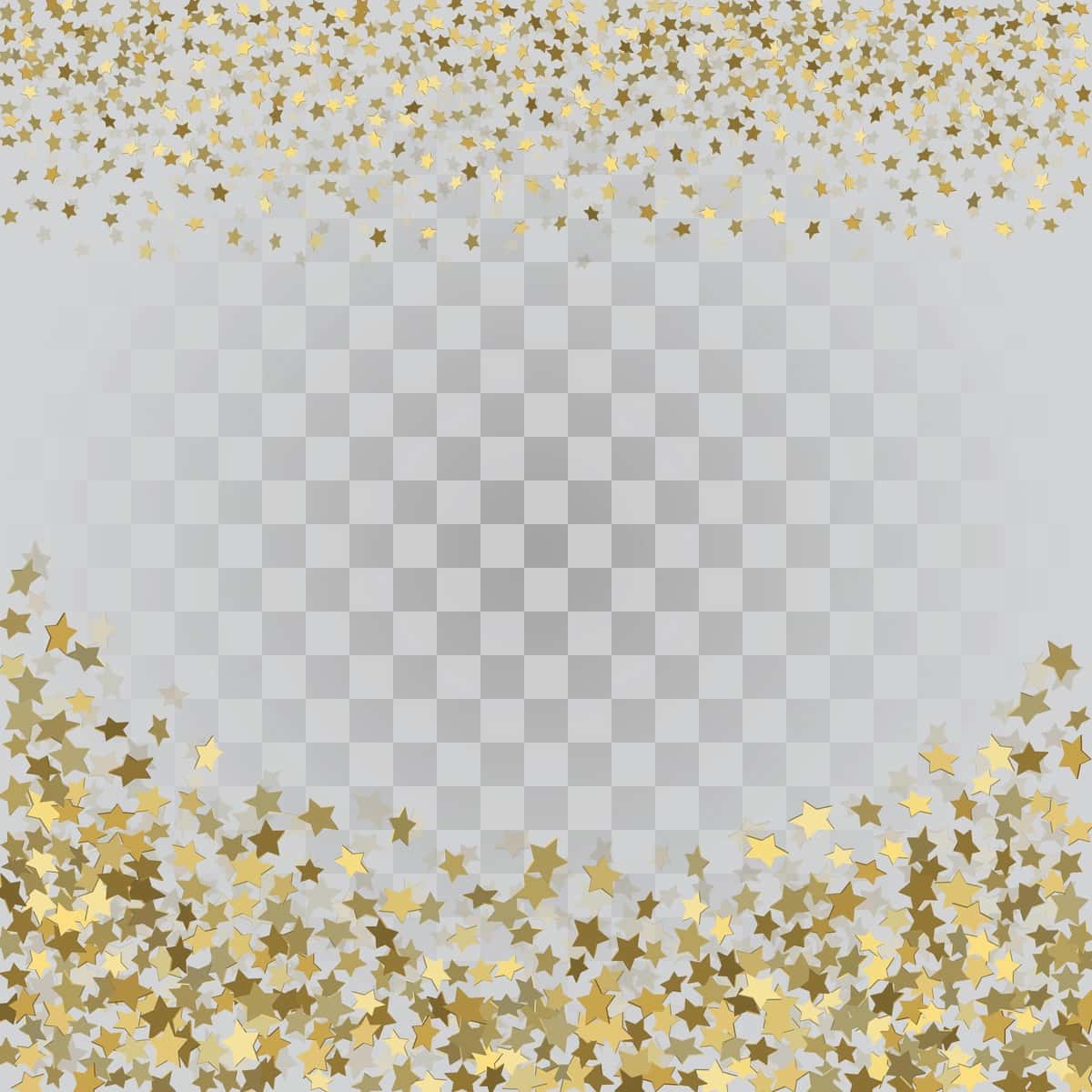 Vektorli ramka, oltin konfeti, oltin 3D yulduzcha, shaffof fon | Vector frame gold confetti gold 3d stars transparent background 1
