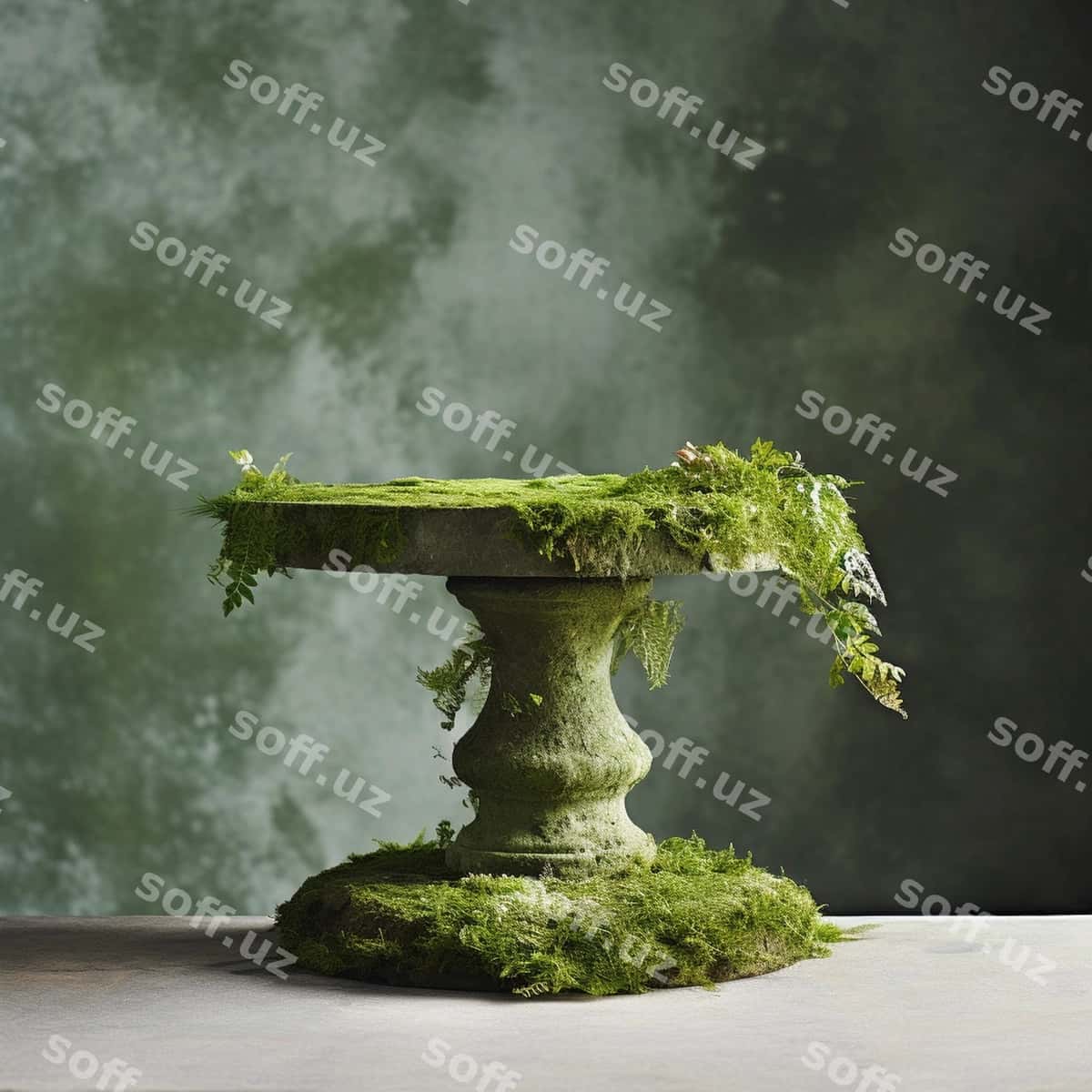 Shtil hayot choyroq qurdiu podium | Still life algae moss podium 1
