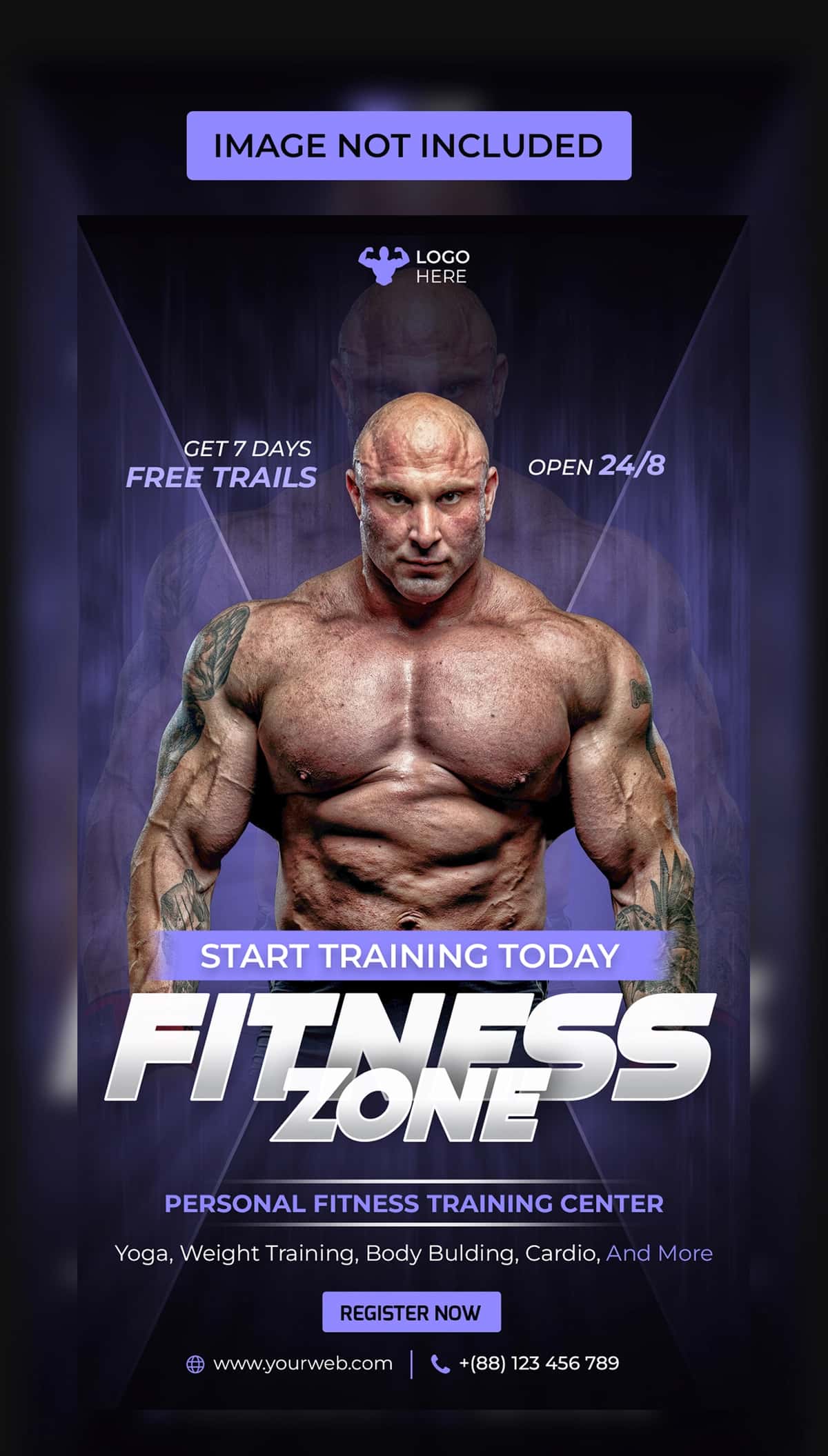 Fitness mashqlari zonasi varaqasi instagram hikoyasi shabloni | Fitness workout zone flyer instagram story template 1