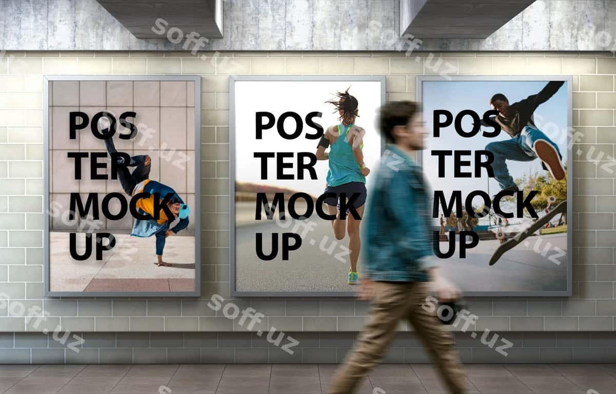 Metro afišasi mockup | Subway poster mockup 1