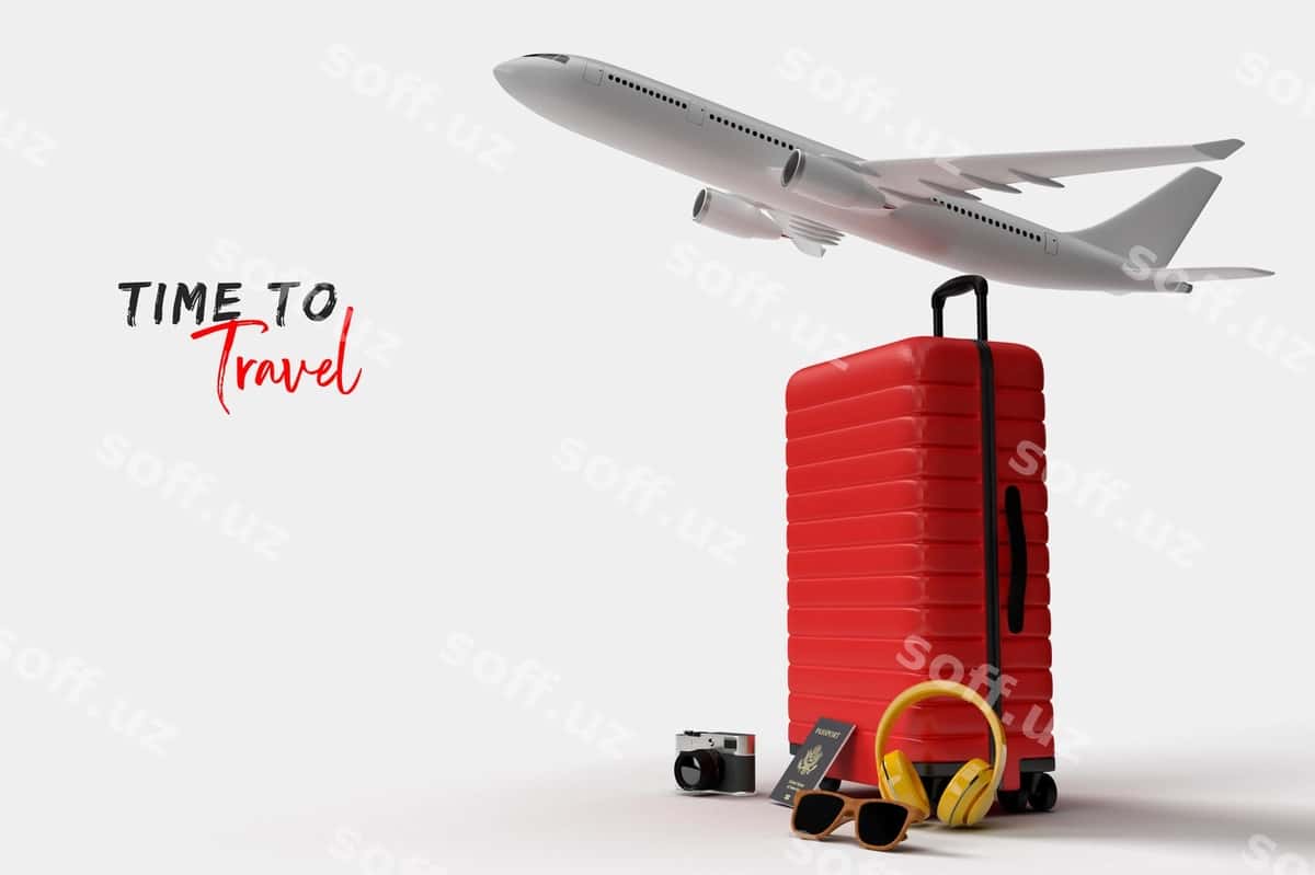 Bagaj samolyot bilan oq fonda ajraltirilgan | Suitcase with airplane isolated white 1