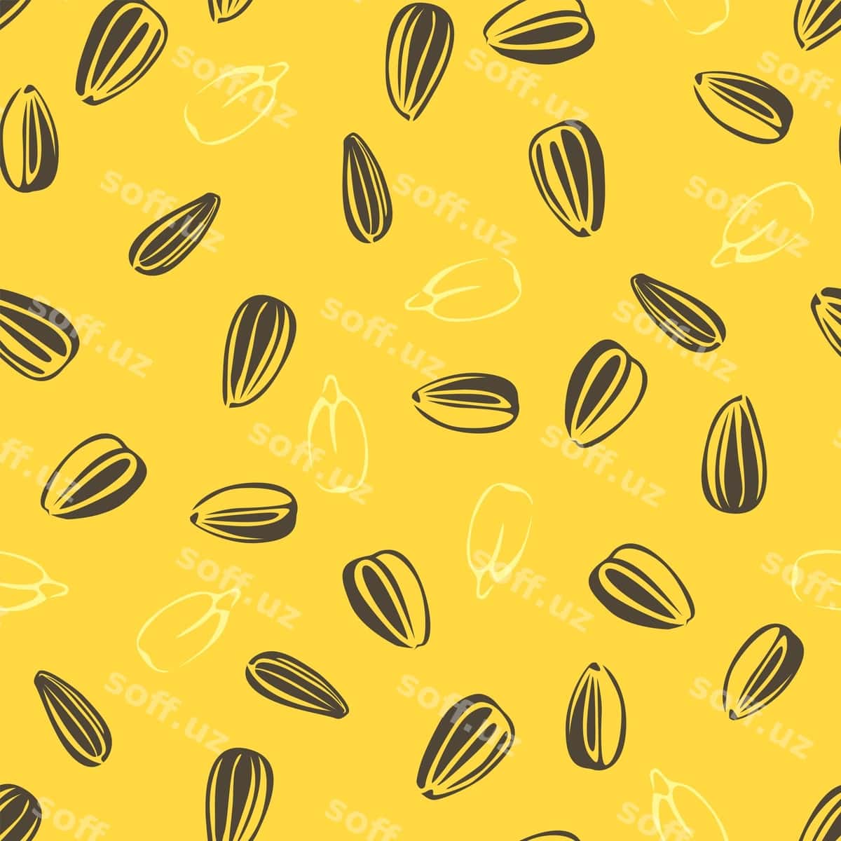 Qizilqovoq urug'lari chetkasiz naqsh | Sunflower seeds seamless pattern 1