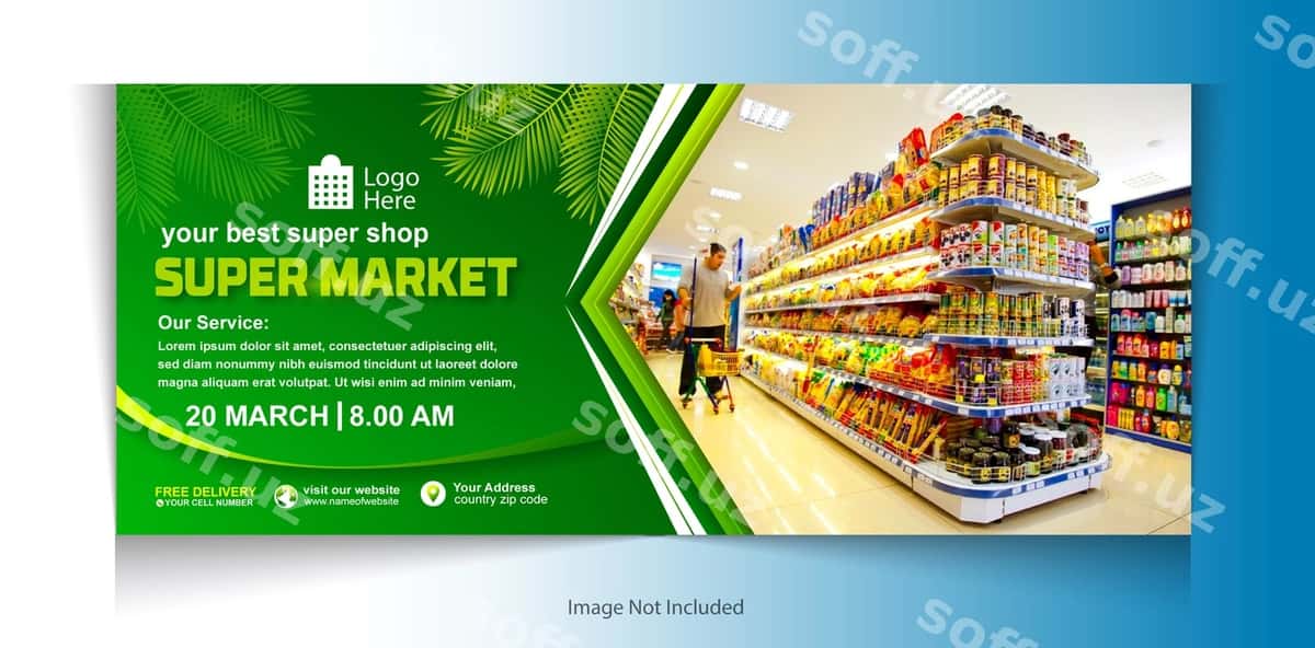 Supermarket aksiyaviy baner dizayni | Super market promotional banner design 1