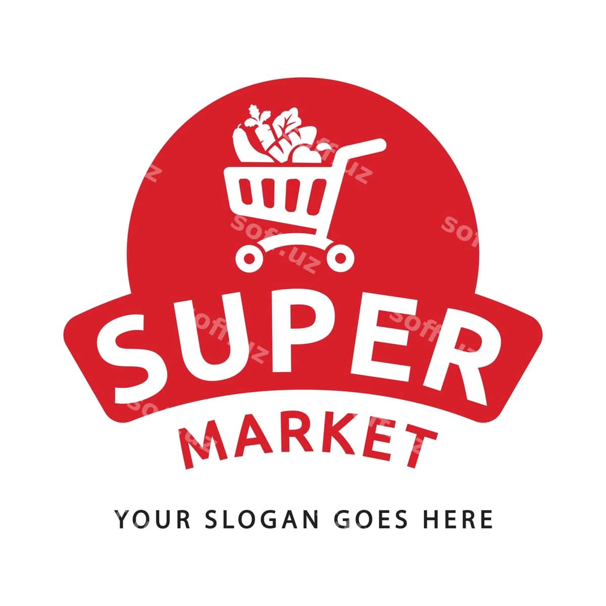 Supermarket logotipi xarid savati sovg'alari bilan | Supermarket logo with shopping cart gifts 1