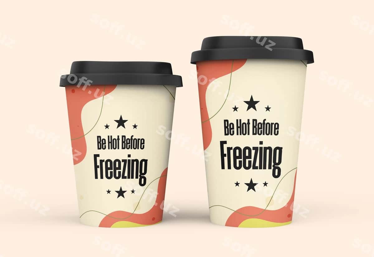 Olib chiqish qogʻoz kupat modeli | Take away paper cup mockup 1
