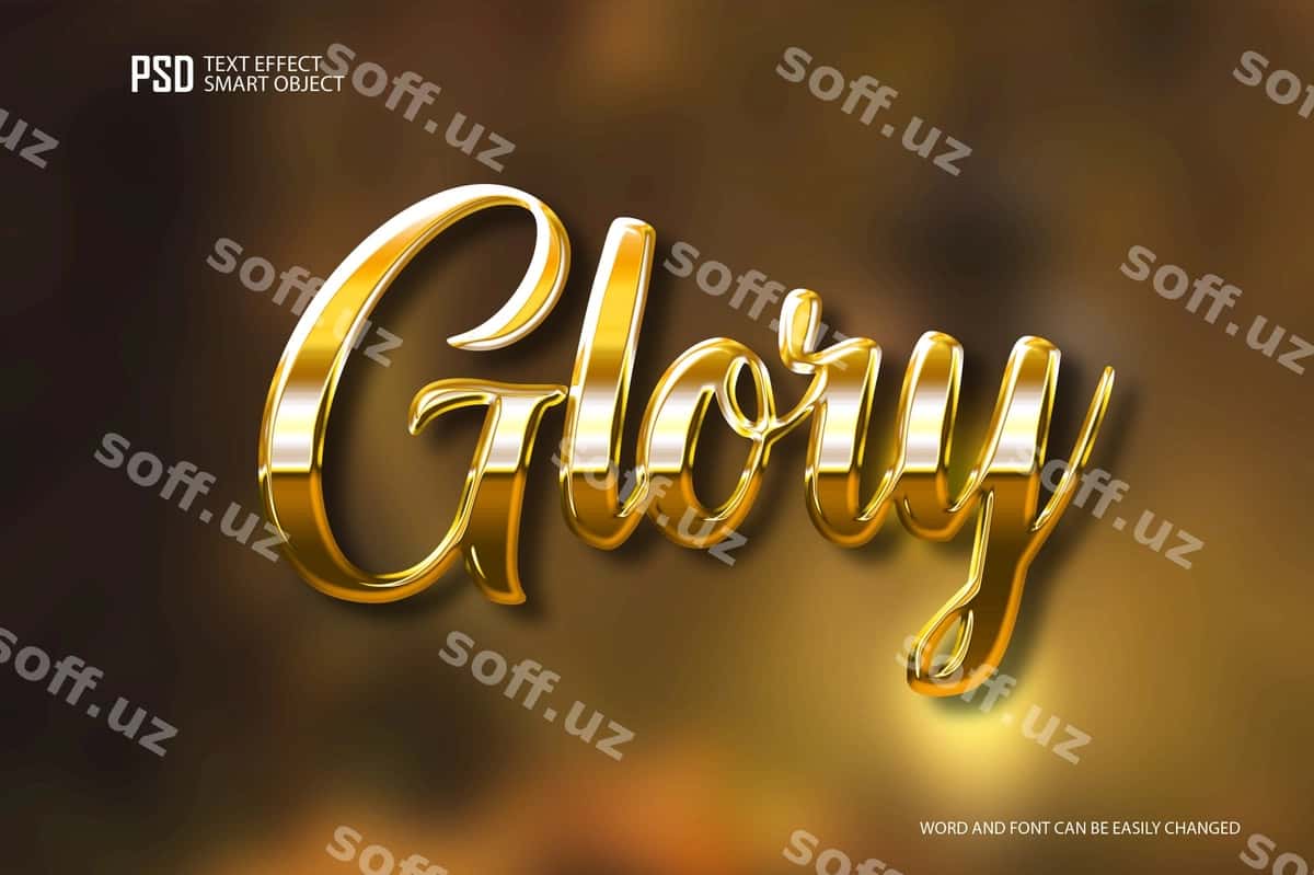 Matn effekti 3d oltin | Text effect 3d gold 1