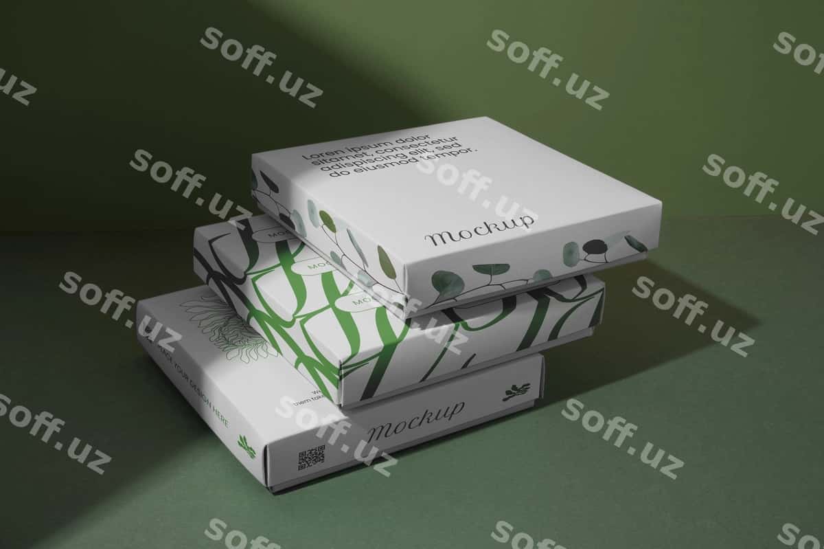 O'tiq kvadrat quticha mockup | Thin square box mockup 1