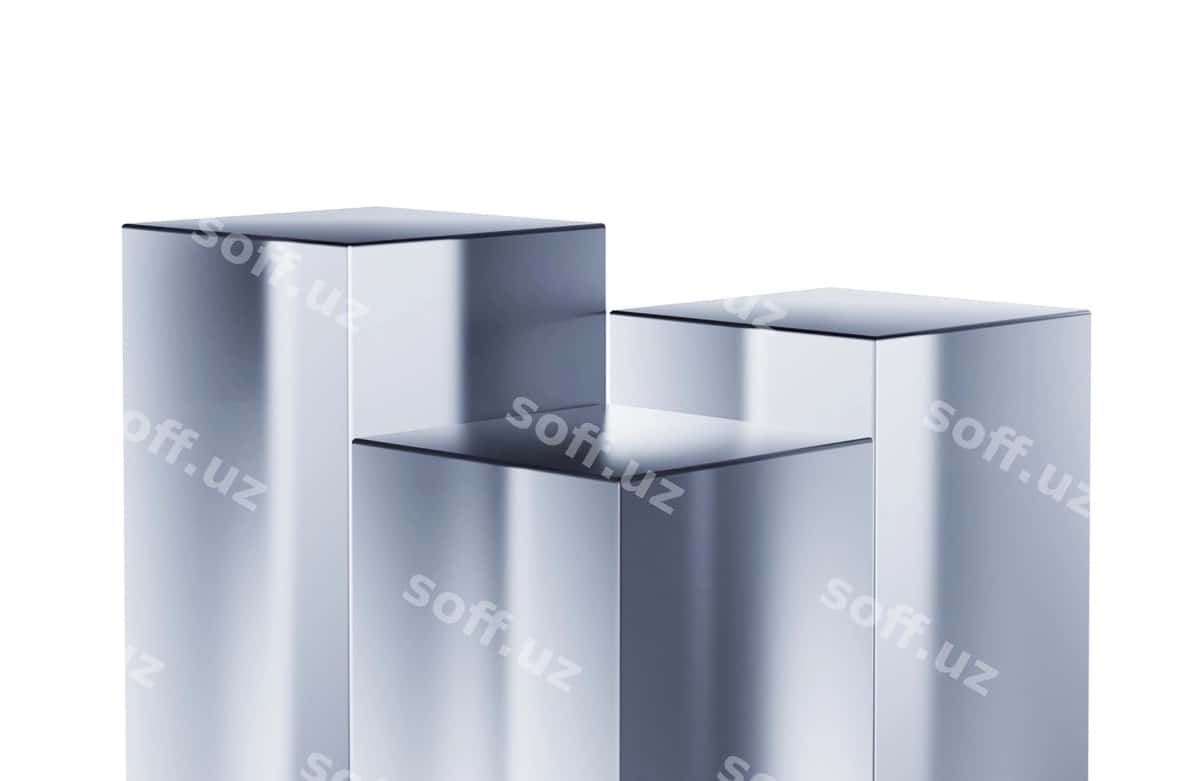 Uch kumtor kublar qatorda joylashgan. | Three silver cubes are row 1
