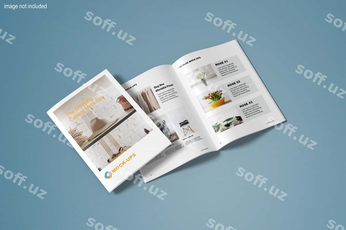 Yuqori ko'rinish broshyur zamonaviy katalog namunalari | Top view brochure modern catalog mockups 1