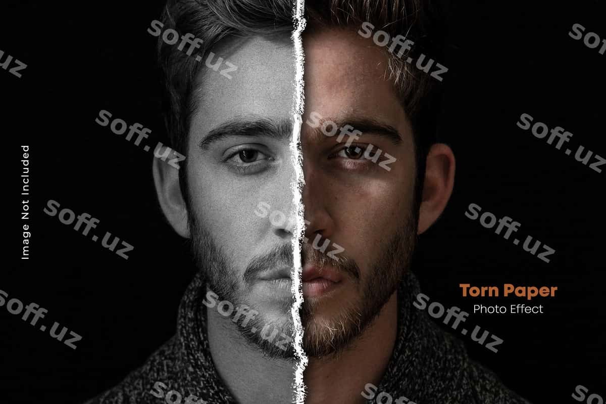 Yirtilgan varaqli foto effekt shabloni | Torn paper photo effect template 1