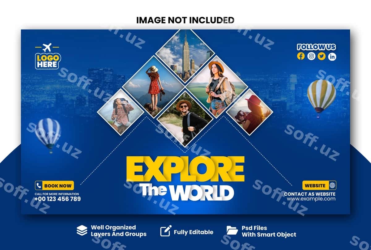 Sayohat veb banner dizayni | Travel web banner design 1