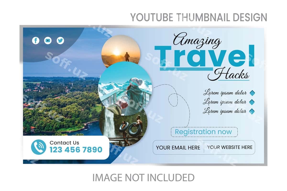 Sayohat youtube minyatür shabloni | Travel youtube thumbnail template 1