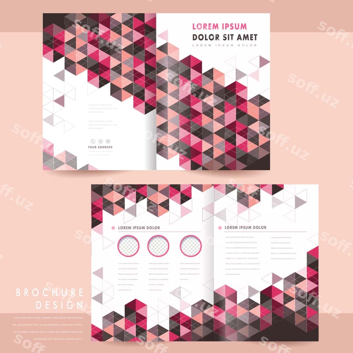 Moda yarim qatlamli shablon dizayni | Trendy halffold template design 1