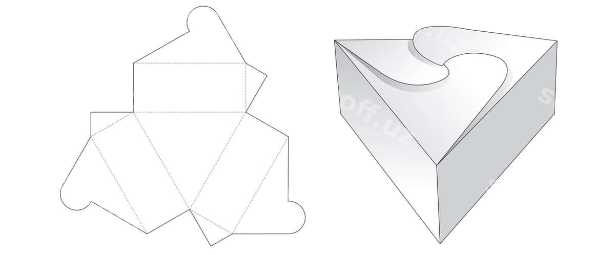 Uchburchak sovg'a qutisi uchun kesish shabloni dizayni | Triangle gift box cut template design 1