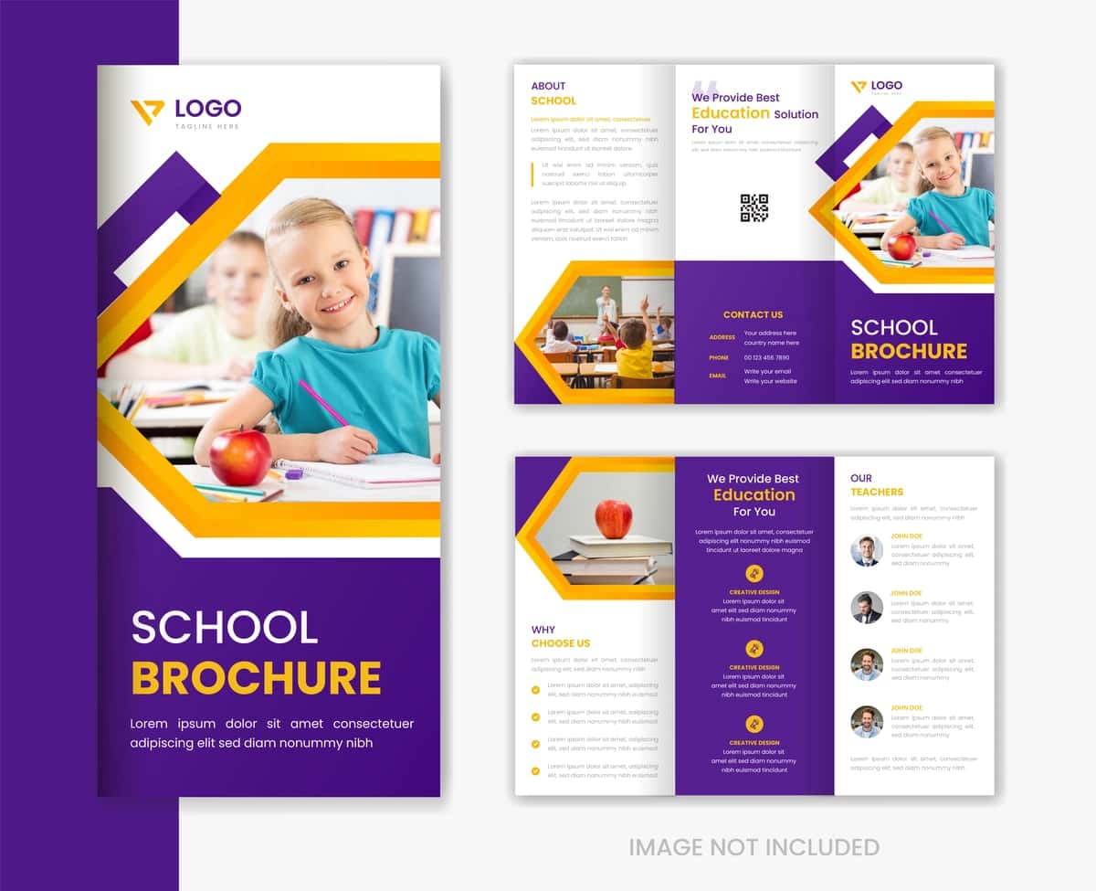 Ta'lim uch qavatli broshyura dizayni shabloni maktabga qabul broshyurasi | Education trifold brochure design template school admission brochure 1