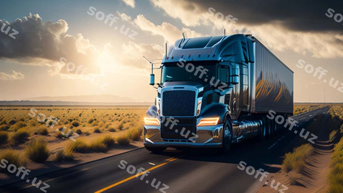 Yuk avtomobili avtomagistral quyosh botishi | Truck highway sunset 1