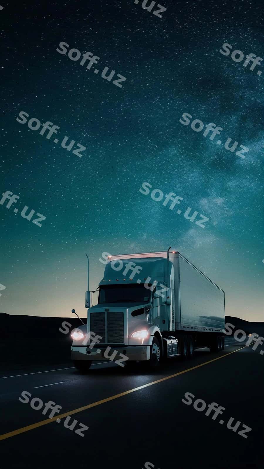 Yulduzli osmonda tungi yo'lda yuk mashinasi | Truck road driving night starry sky 1
