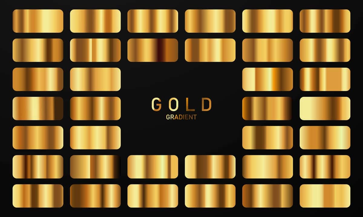Vektor tasviri oltin gradient oltin kvadrat to'plami | Vector illustration golden gradient gold square collection set 1
