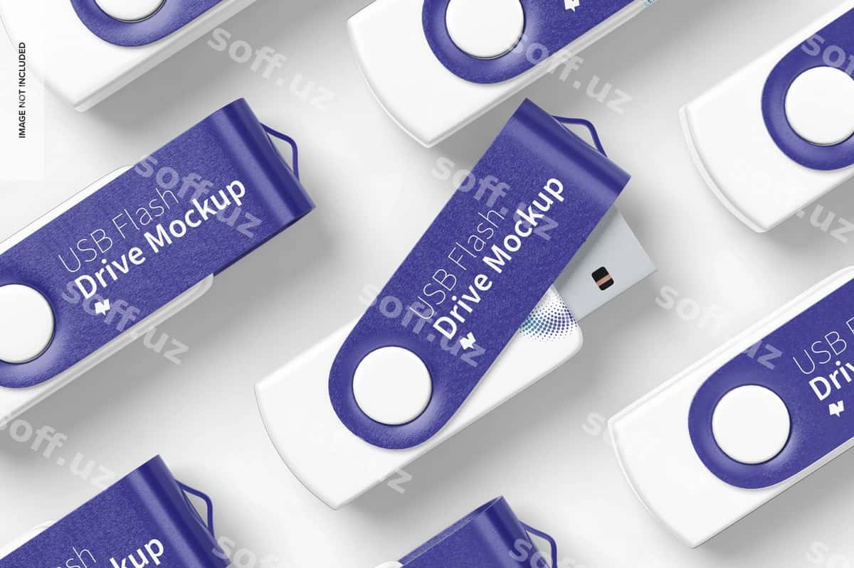 USB flesh-disk to'plamining maketi | Usb flash drive set mockup 1