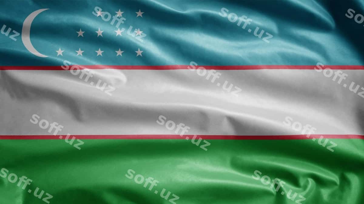 Oʻzbekiston bayroqi shamolda koʻtarilayotgan | Uzbekistan flag waving wind 1