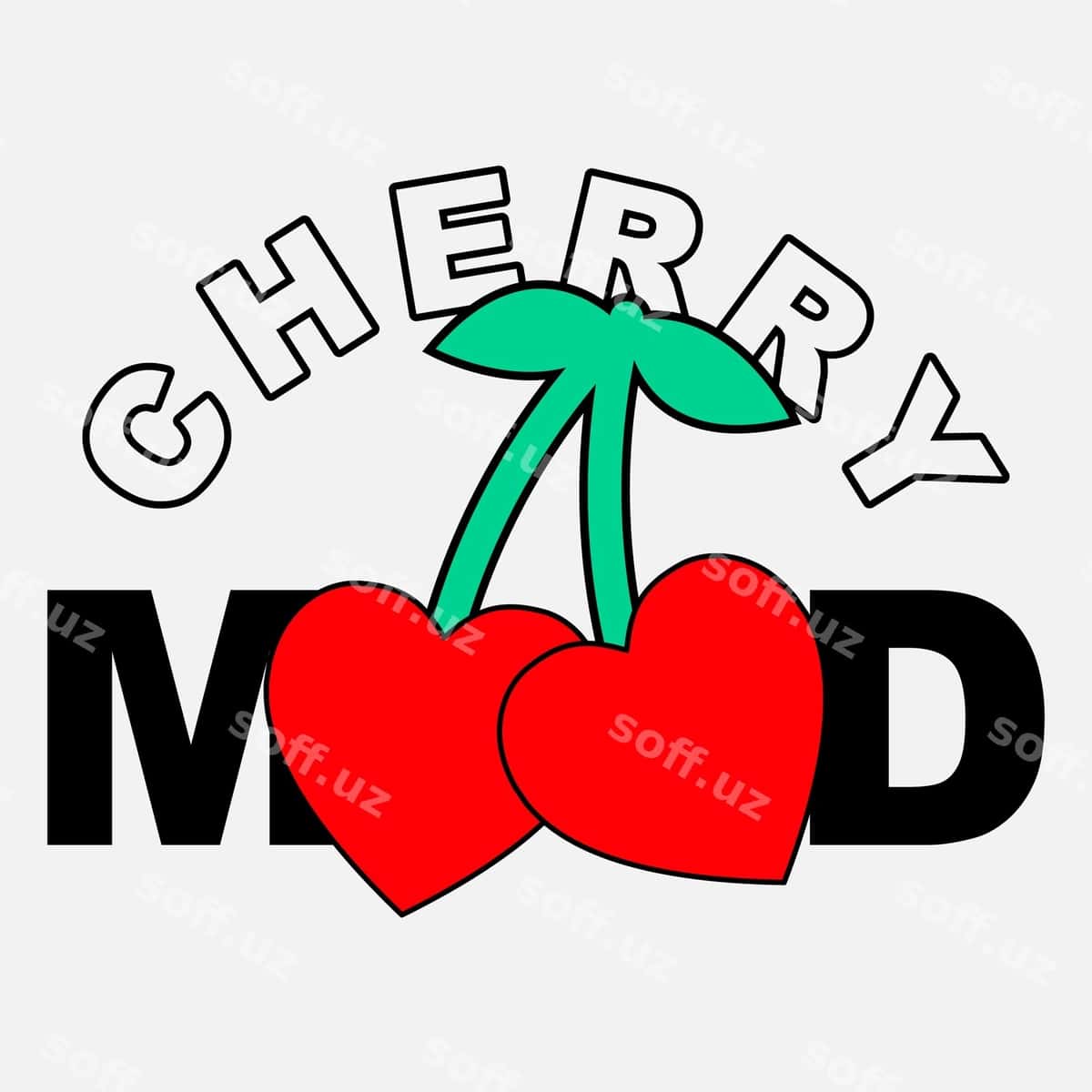 Vektor cherri yurak hissiyoti | Vector cherry heart mood 1
