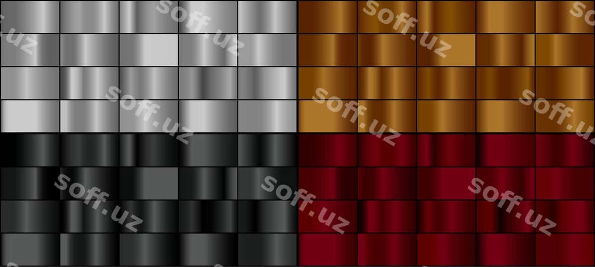 Vektor to'plami rangli metal gradientlar | Vector set colorful metal gradients 1