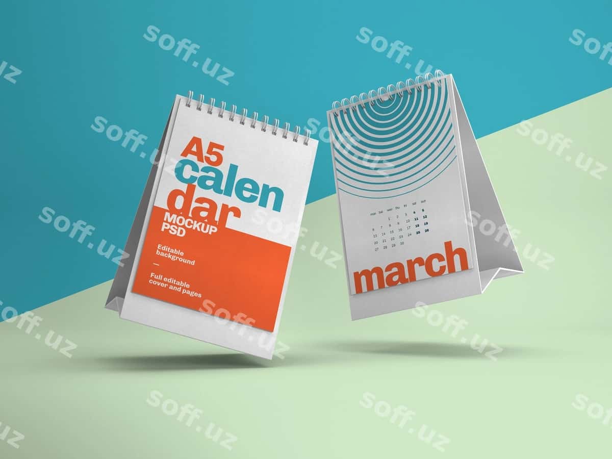Vertikal stol taqvimi maketi | Vertical desk calendar mockup 1