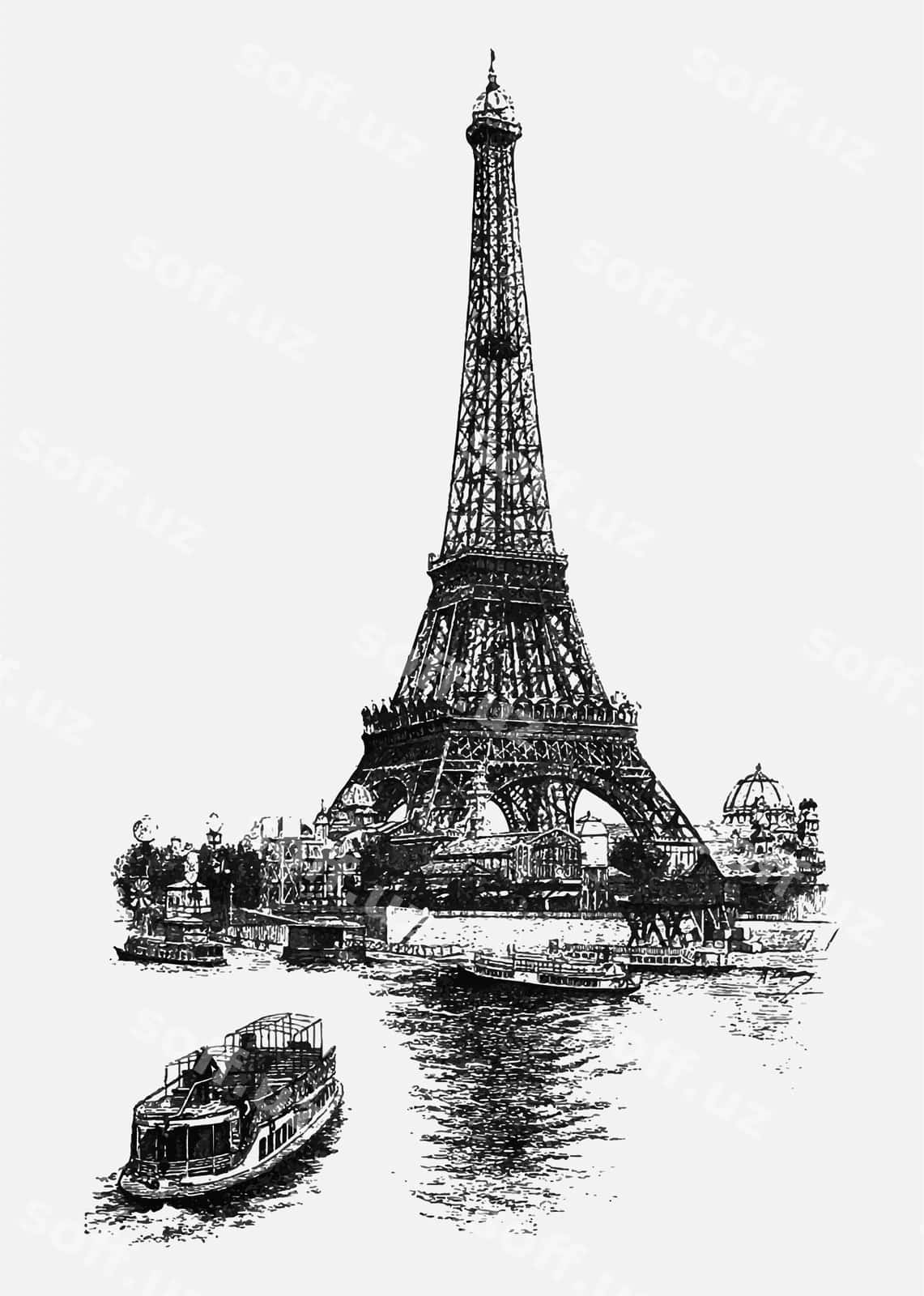 Vintage Eyfel minorasi tasviri | Vintage eiffel tower illustration 1