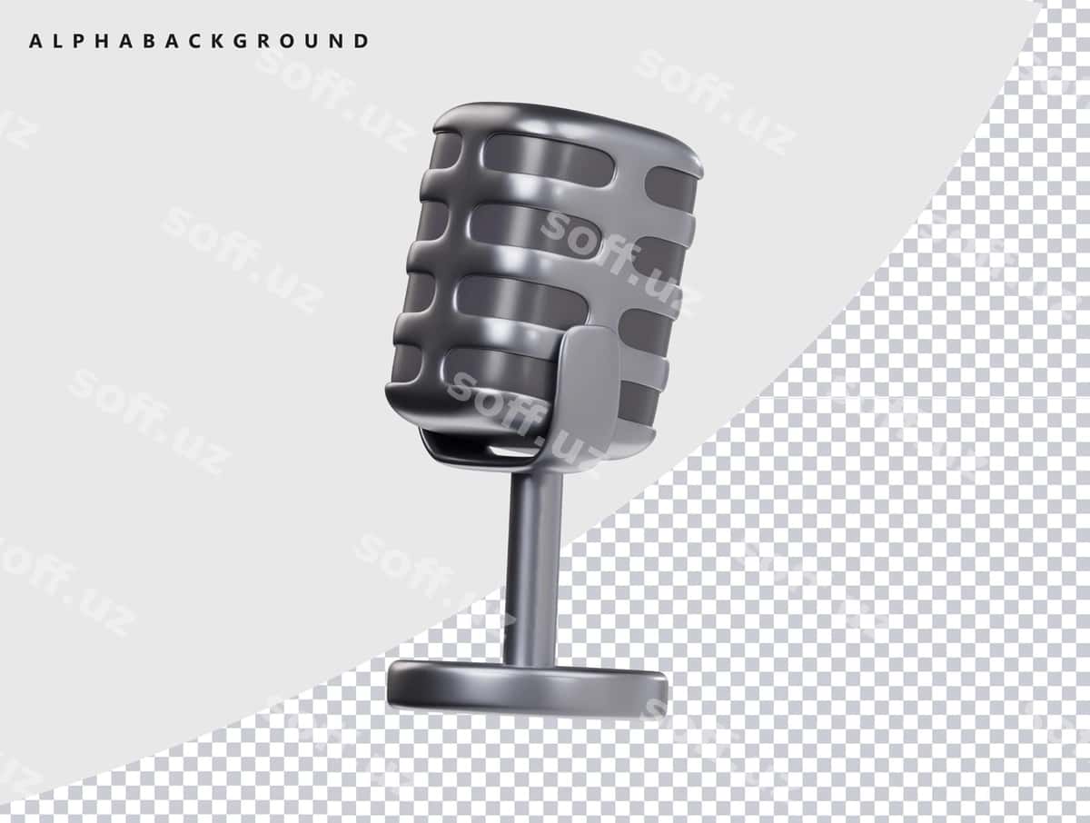 Vintage kumush mikrofon 3d render | Vintage silver microphone 3d render 1