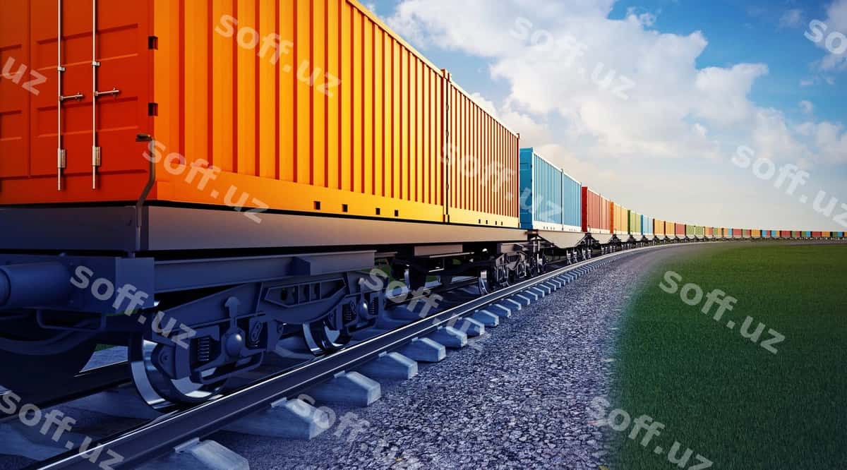 Vagon yuk treni kontenery bilan | Wagon freight train with containers 1