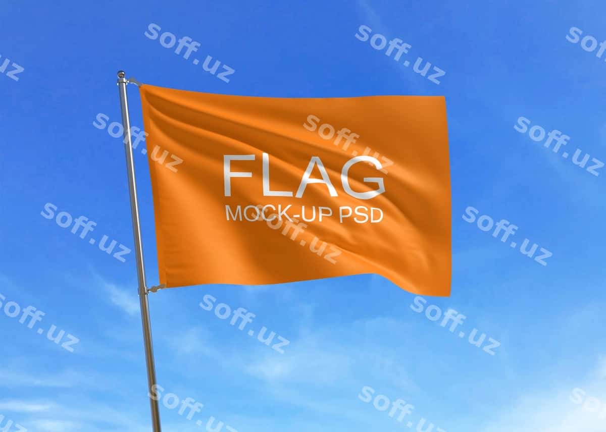Flagni harakat qilish mockup | Waving flag mockup 1