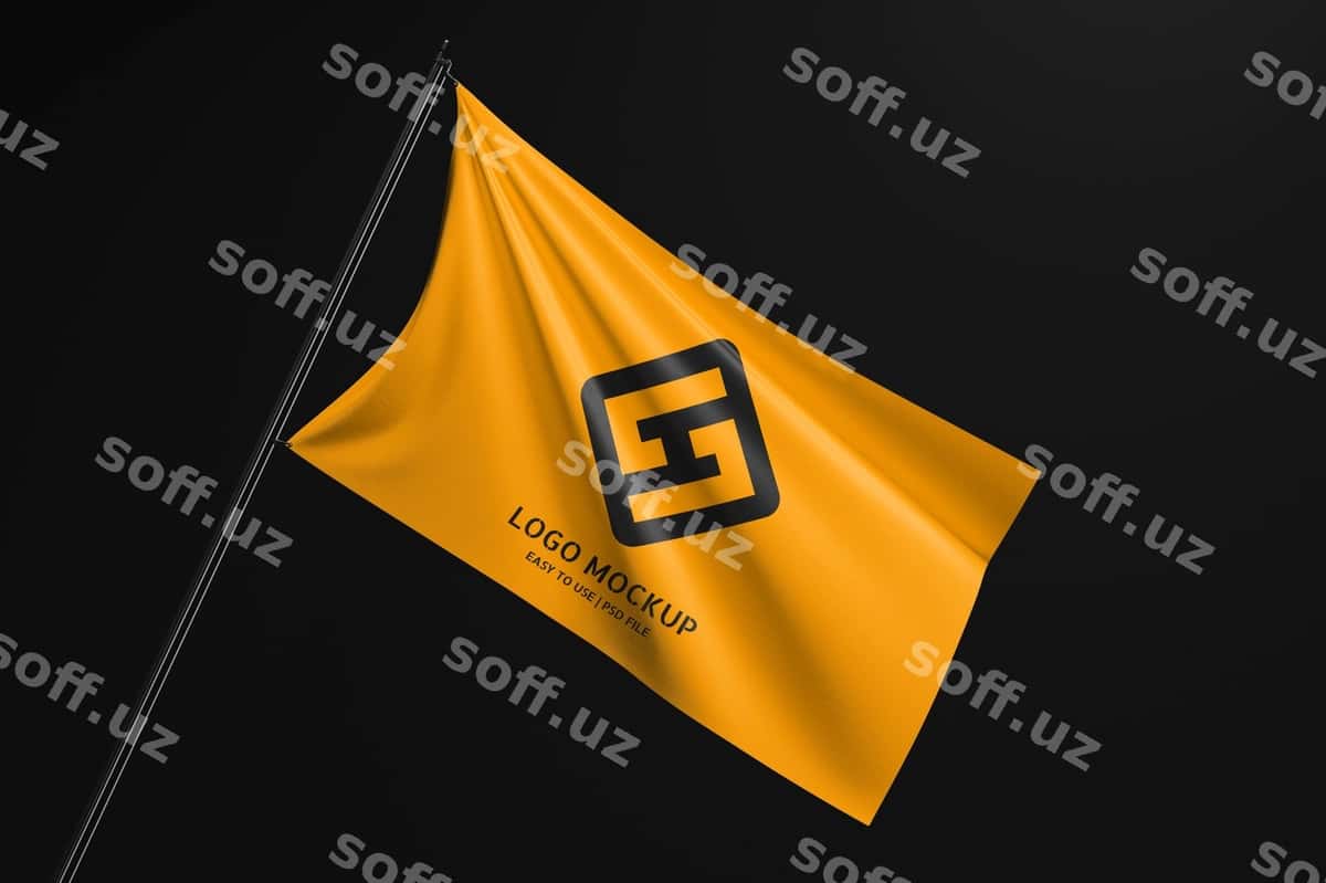Flagni harakat ettirish mockupi | Waving flag mockup 1