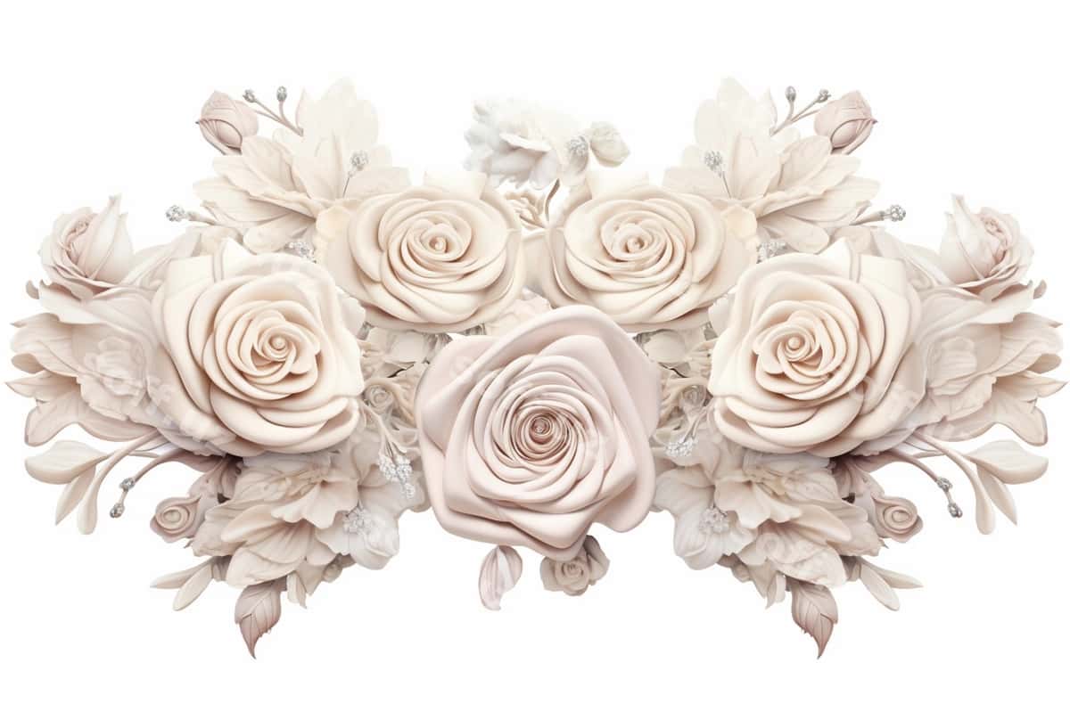 Turmali gulli ramka bez | Wedding floral frame ornament 1