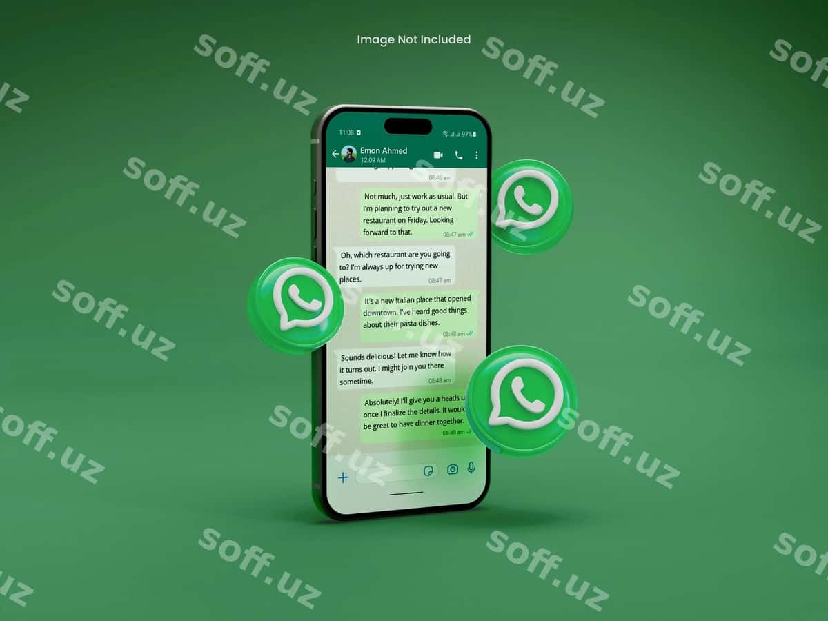 WhatsApp interfeysi akhrli telefon mockupi | Whatsapp interface smartphone mockup 1