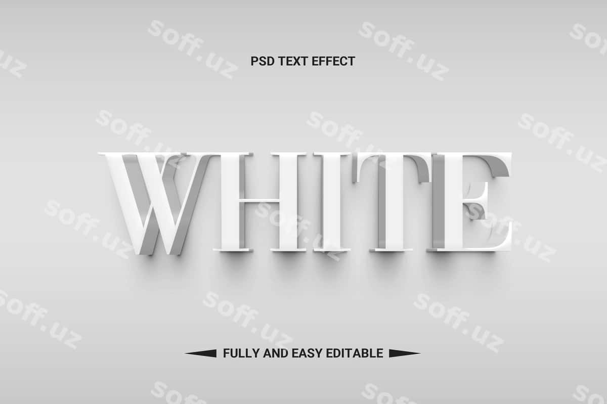 Oq 3D matn effekti | White 3d text effect 1