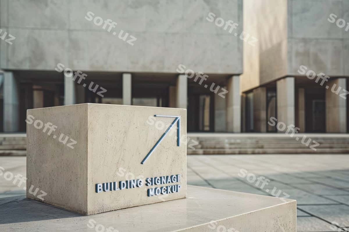 Oq beton binо mockup | White concrete building mockup 1