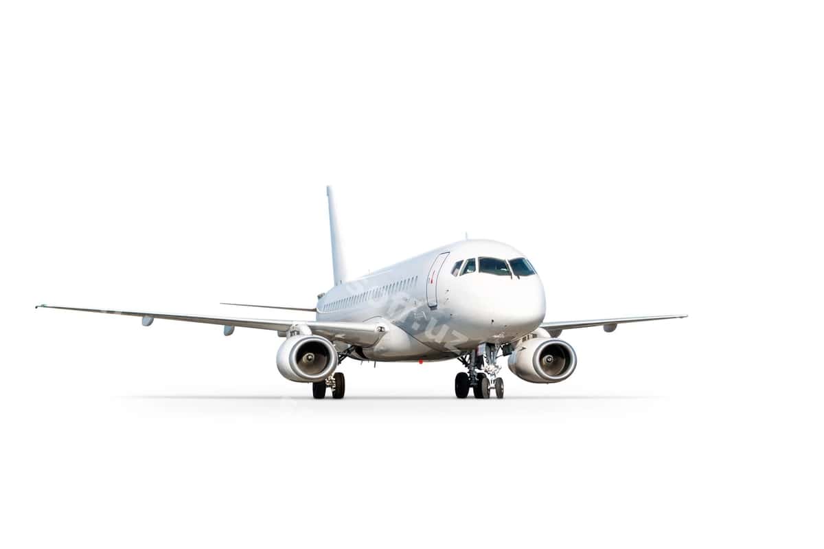 Oq yo'lovchi reaktiv samolyoti ajralgan | White passenger jet plane isolated 1