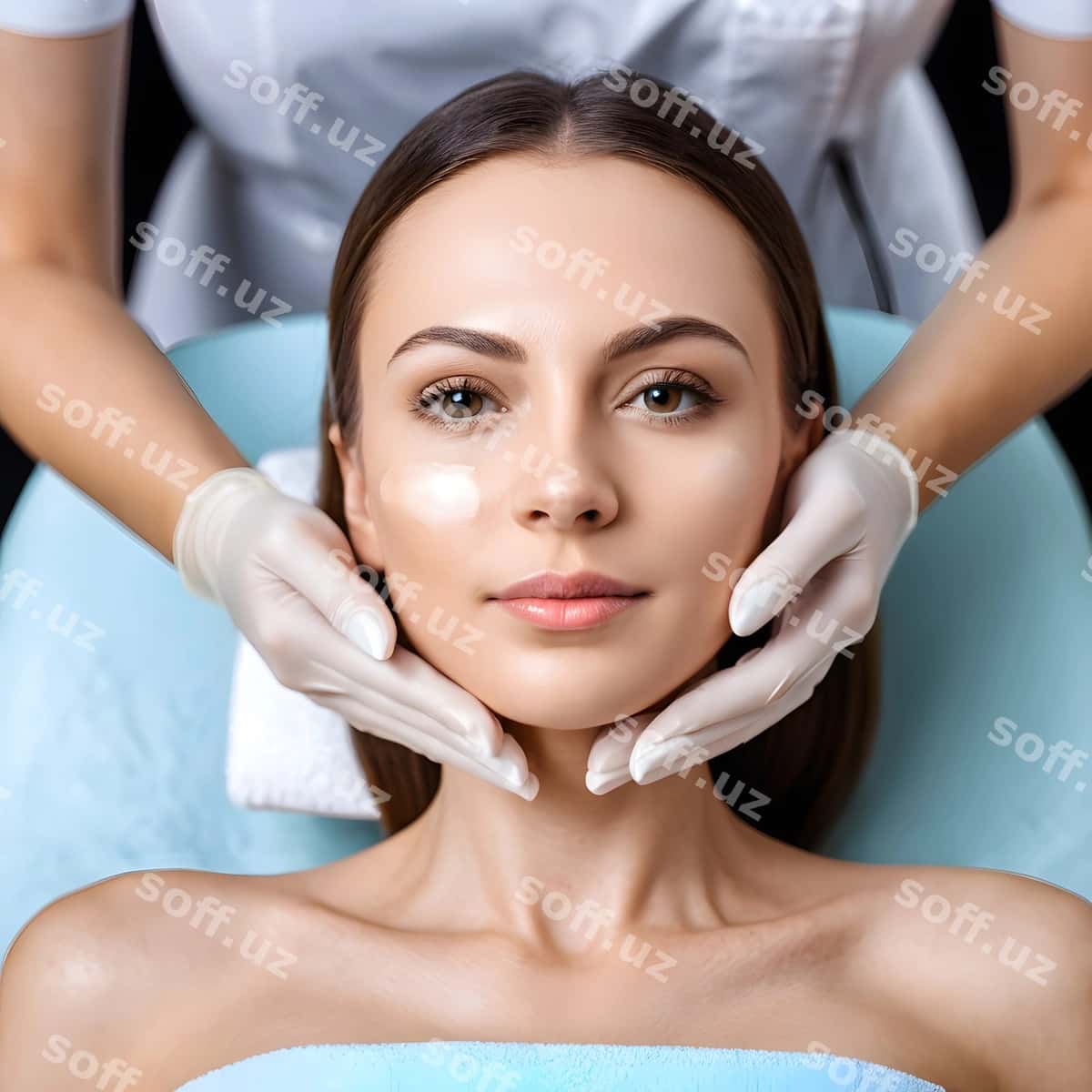 Ayol yuz mashg‘ulotini qabul qilmoqda | Woman receiving facial treatment 1