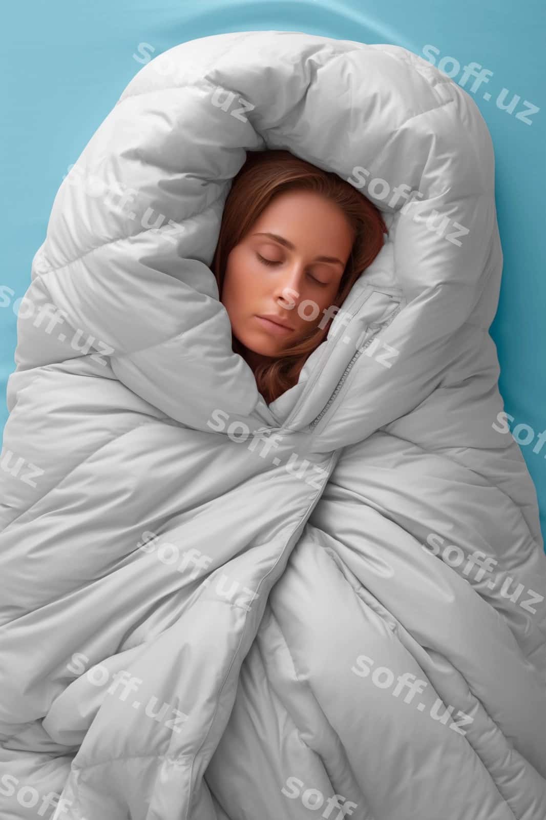 Ayol uyqu chuxlasi mockup | Woman sleeping bag mockup 1