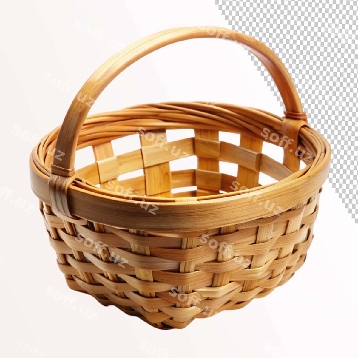 Yong'liq savat shaffof orqa fonda | Wooden basket transparent background 1